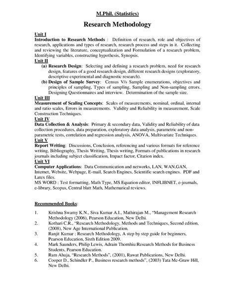 MPhil Stats Research Methodology-Part1 - M. (Statistics) Research ...