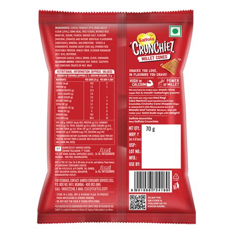 Buy Saffola Crunchiez Millet Cones - Takatak Tomato, 70g Online at Best ...