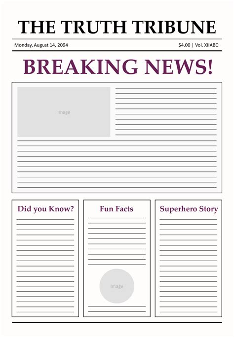Printable Blank Newspaper Template Free