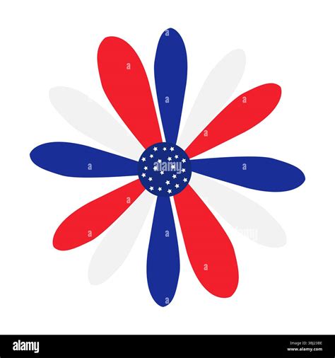 Patriotic Red White and Blue Flower with Star Center Celebrating ...