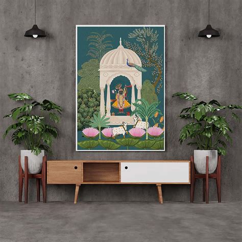 sacred pichwai lord krishna painting at krutik | shop now – Krutik