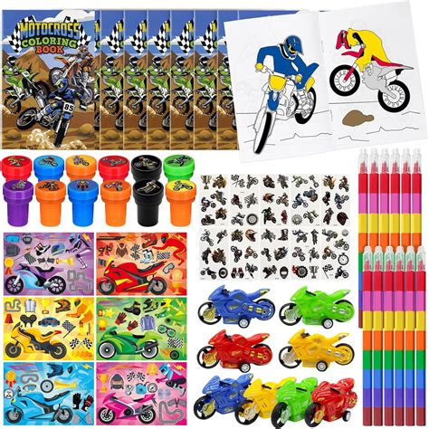 Amazon.com: Cinrobiye 72 Pcs Dirt Bike Party Coloring Book Set,Motocross Birthday Party Favors ...