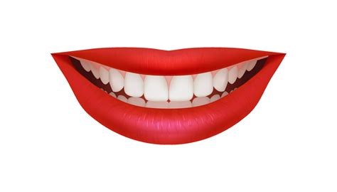 3D illustration of realistic red lips with a bright and beautiful smile. Perfect for cosmetic ...