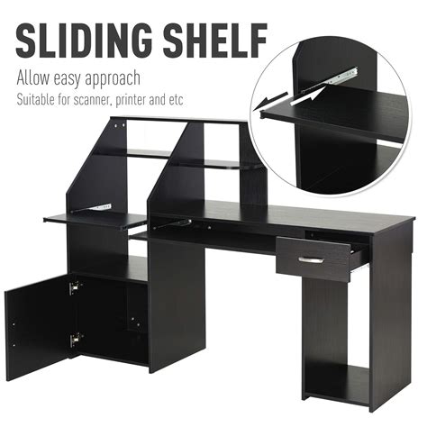 Buy HOMCOM Computer Desk with Sliding Keyboard & Storage Shelves ...
