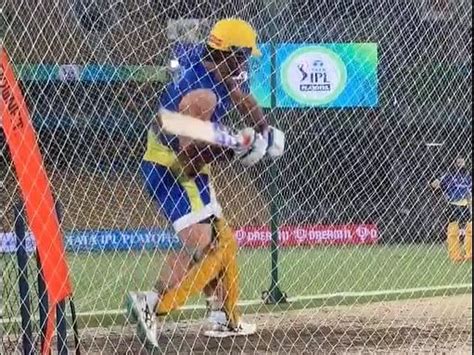 Watch: MS Dhoni whacks the ball around the park ahead of facing Gujarat ...