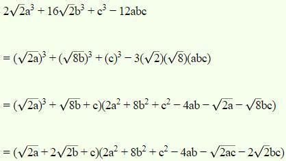 Factorize 2√2a³+16√2b³+c³-2abc - Brainly.in