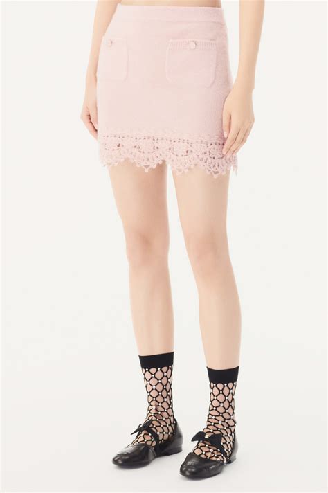 Short skirt - Embroidered alpaca & wool, pink — Fashion | CHANEL
