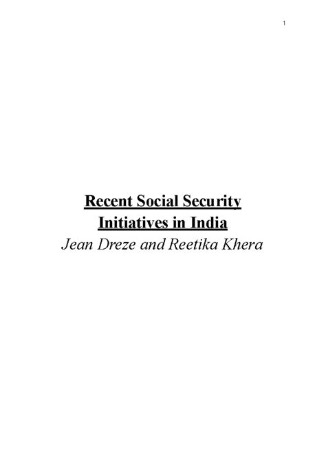 Social Security Initiatives in India: A 15-Year Review - Studocu