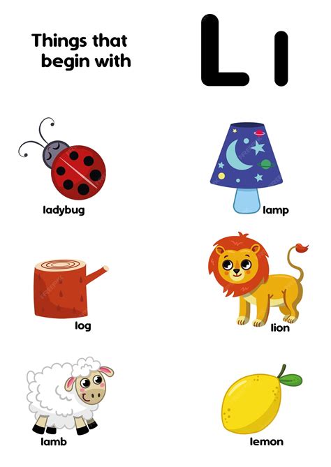 Premium Vector | Things that start with the letter L Educational vector ...