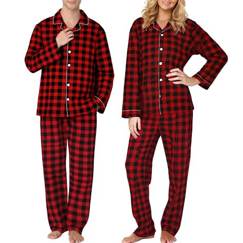 Obersheen Couple Flannel Plaid Christmas Pajama Sets for Women Men ...