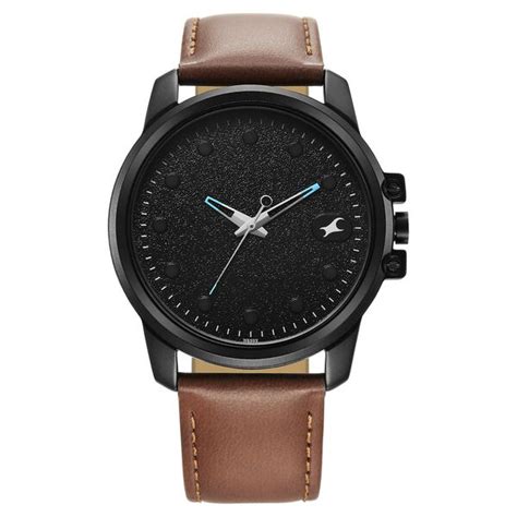 Buy Online Fastrack Pulse Quartz Analog Black Dial With Tan Leather ...