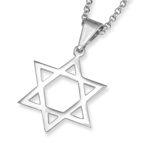 Classic Sterling Silver Star of David Pendant Necklace, Jewish ...