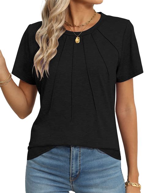 Rosvigor Blouses for Women Short Sleeve Shirts Casual Dressy Summer ...