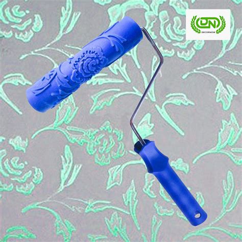 DECORNOW Peony Pattern Imported Rubber Paint Roller with Handle For ...