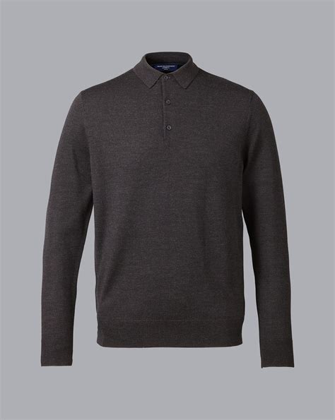 Merino Polo Sweater - Charcoal Grey | Long sleeves polo, Charles ...