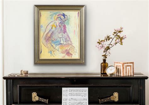 William Malherbe - French Post Impressionist oil painting - Nu assis - nude - New York 1942 For ...