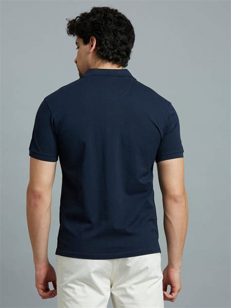 Navy Pq 100% Cotton Slim Fit Casual Half Sleeve T-Shirt