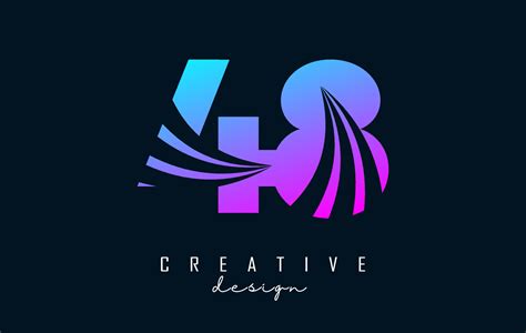 Colorful Creative number 48 4 8 logo with leading lines and road ...