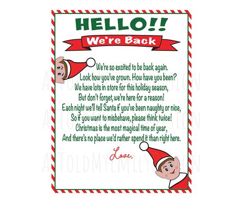 Elf Welcome Letter