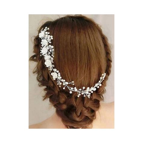 Buy Yellow Chimes Women White And Silver-Toned Pearls Beaded Comb Pin ...