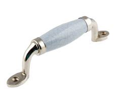 Grey Crackle Small Ceramic Silver Door Handles