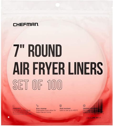 "Chefman Air Fryer Cooking Basket Liners, Perforated Parchment Paper ...