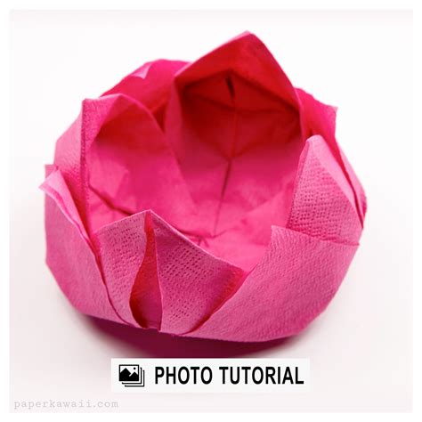 Easy Origami Lotus Napkin Photo Tutorial Instructions