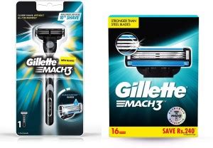 Gillette Mach3 Razor with Bladed Cartridges, Pack of 16, Men - Price in ...