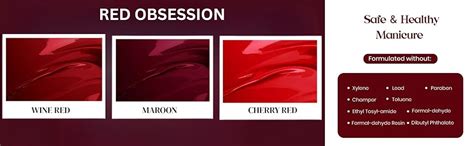6 in 1 Nail Polish Kit with UV Lamp – Cherry Red, Wine Red & Maroon Gel ...