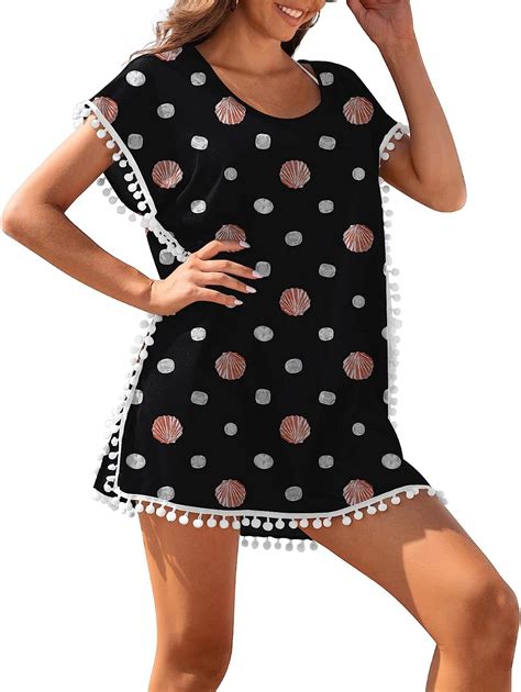 FIUFY Womens Chiffon Swimsuit Cover-ups Short Sleeve Bikini Beach ...