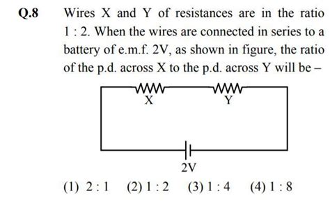 Wires X and Y of resistances are in the ratio 1 : 2. When the wires are ...