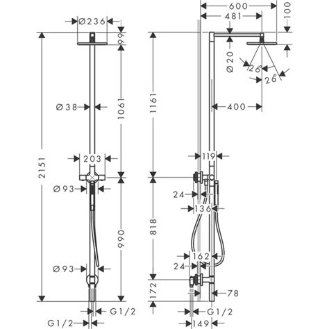 BIM objects - Free download! AXOR Starck Nature shower column with ...