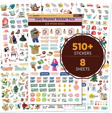 Buy Oriday New Daily Happy Planner Sticker Pack- 500+ Cute Agenda ...