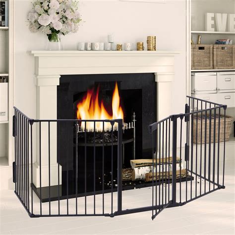 Jaxpety Fireplace Fence Baby Safety Fence 5 Panel Hearth Gate Pet Gate ...