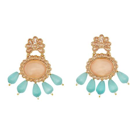 Gold Oppulence Gold Finish Earrings with Brown Stone – VOYLLA