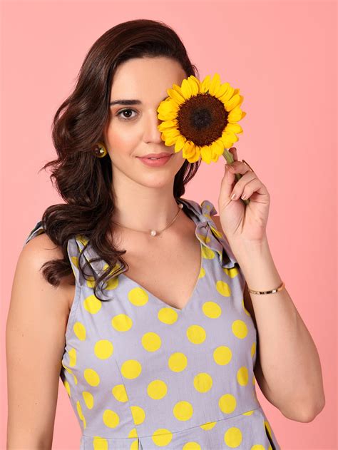 Yellow Polka Dot Midi Dress for Women | Ruffled Bow Tie Sleeveless A ...