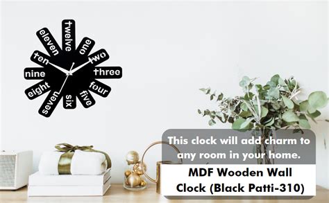 Buy Kraft Story Wooden Black Patti Wall Clock for Home | Stylish Wall ...