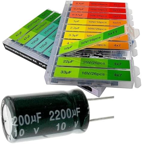 EEEEE 0.1uF－2200uF capacitors 20 Value 304pcs Individual Box Lid ...