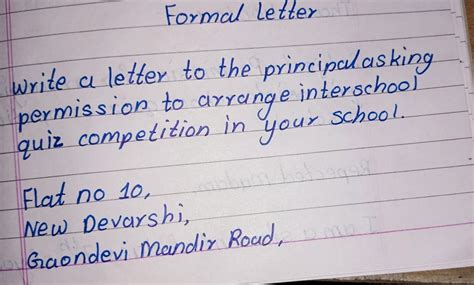 write a letter in 100-125 words to the principal asking for permission ...