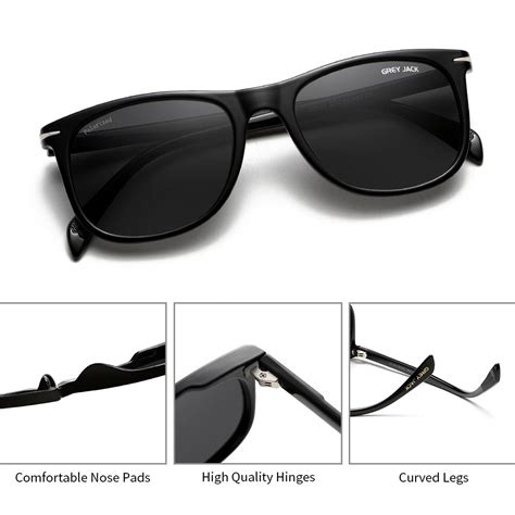 GREY JACK TR90 Full Frame Vintage Square Polarized Sunglasses for Men ...