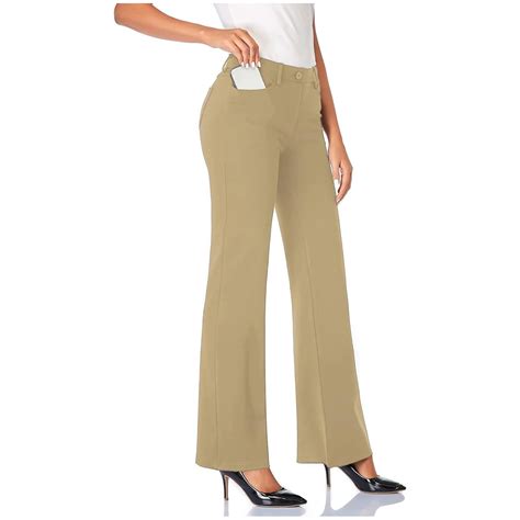 Brown Sweatpants Women's Stretchy Dress Pants with Pockets Tall Petite ...