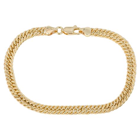 14k Gold Bracelet Cuban Link Gourmet Chain Bracelet For Sale at 1stDibs