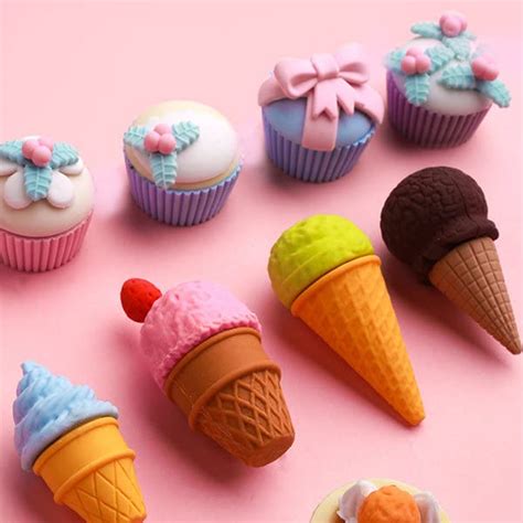 Paaroots Pack of 9 Pcs Cupcakes and Ice- Cream Erasers for Kids ...