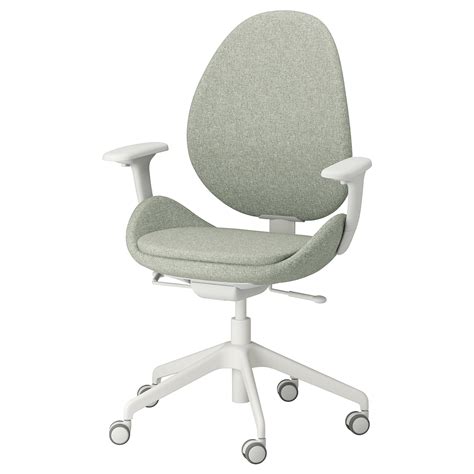 HATTEFJÄLL office chair with armrests, Gunnared light green/white - IKEA