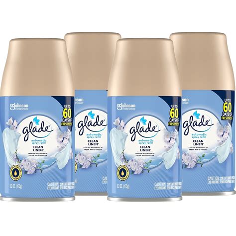 Glade Automatic Spray Air Freshener Refills, Clean Linen, 4 - 6.2 Ounce ...