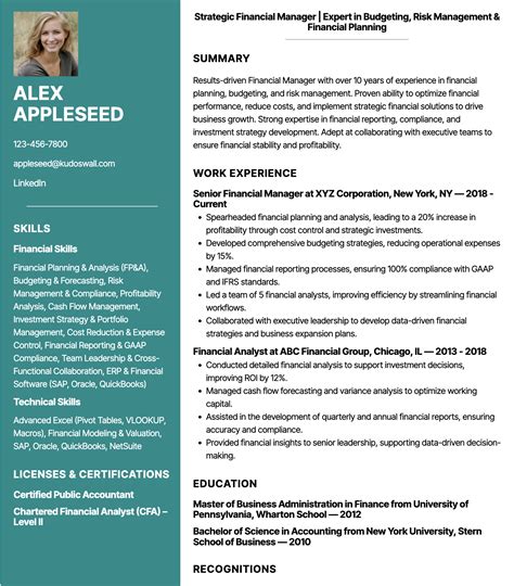 Financial Manager Resume