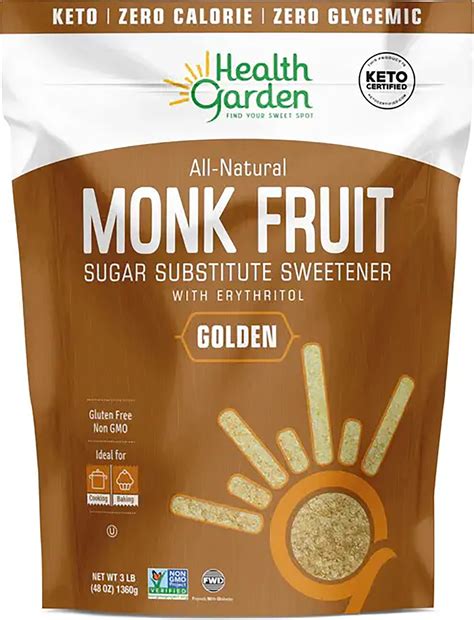 Amazon.com: HEALTH GARDEN Monk Fruit Sweetener, Golden- Non GMO ...