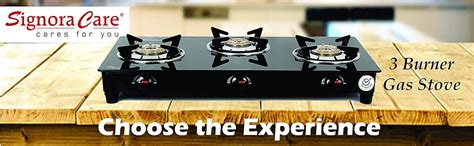 Signora Care 3 Burner Glass and Stainless Steel Gas Stove, Black (Glass ...