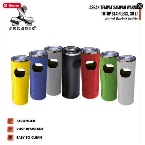 TEMPAT SAMPAH STAINLESS BULAT 30 LITER WARNA CUSTOM