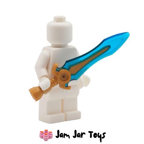 LEGO Pearl Gold Sword, Molded Trans-Blue Blade. W136
